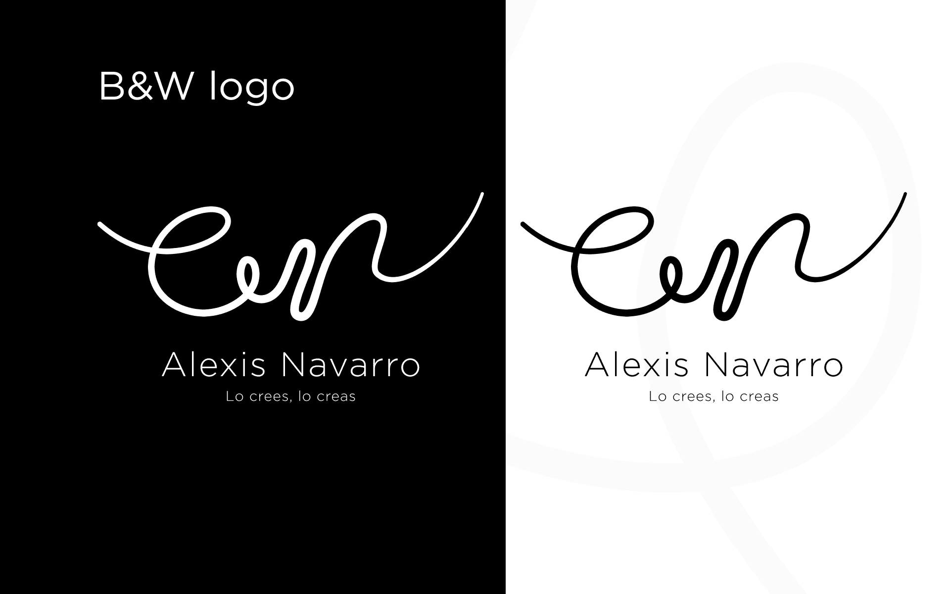 Alexis Navarro — logotipo en blanco y negro
