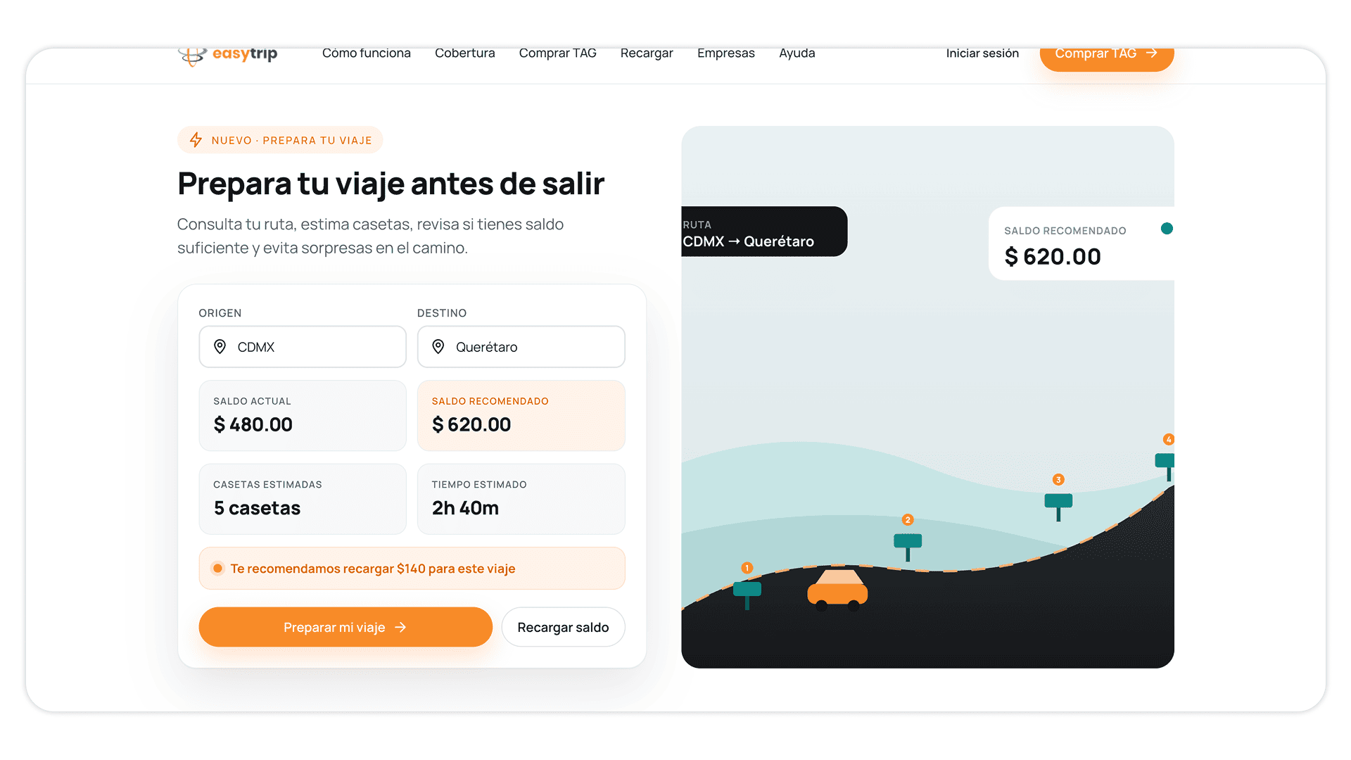 Easytrip — bloque 6, cotizador de ruta