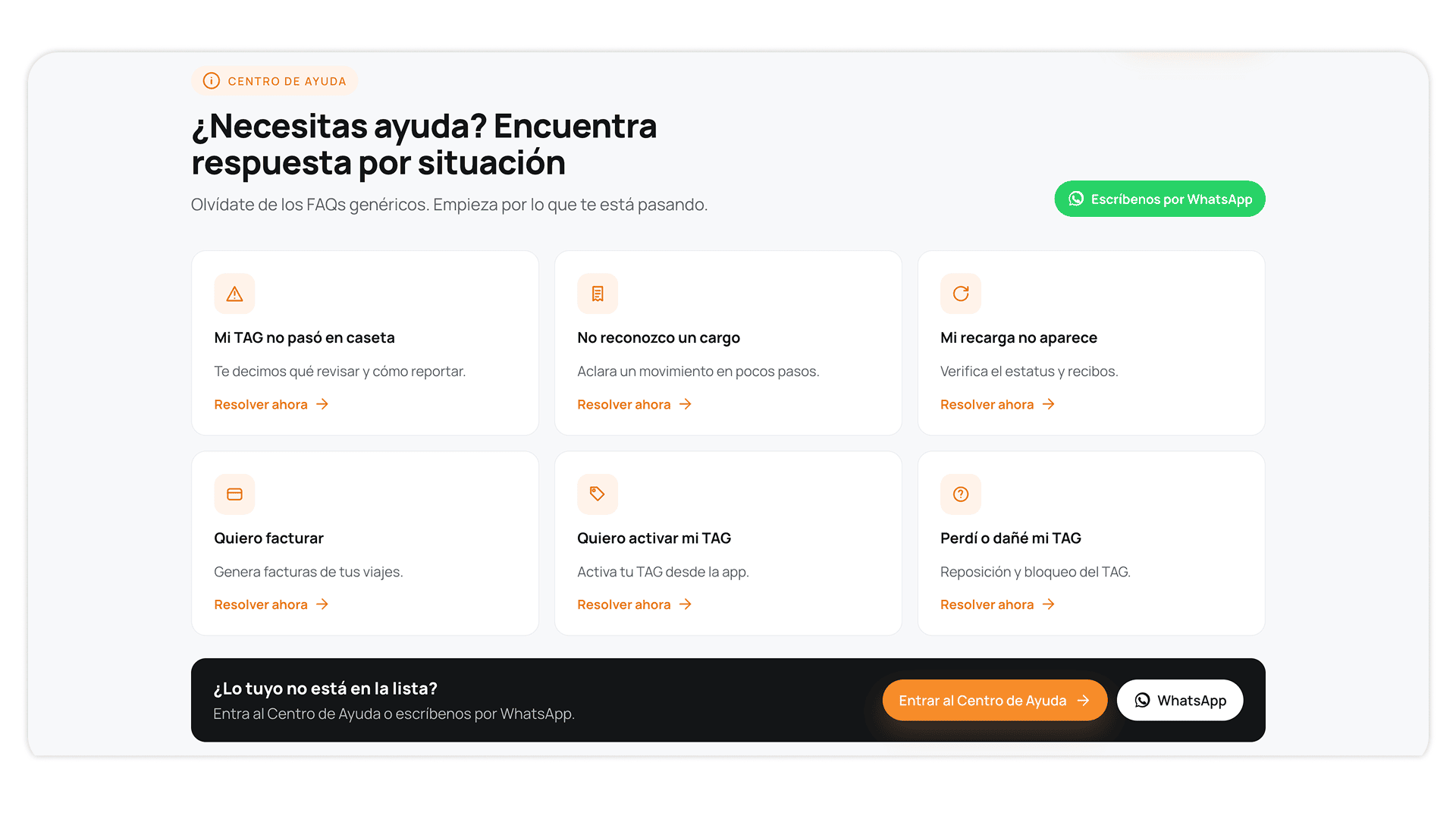 Easytrip — bloque 7, sección de ayuda