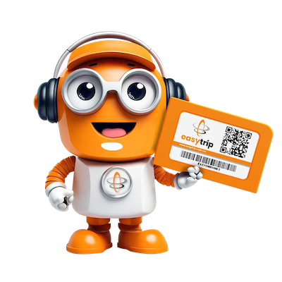 Easytrip — mascota, robot naranja con audífonos