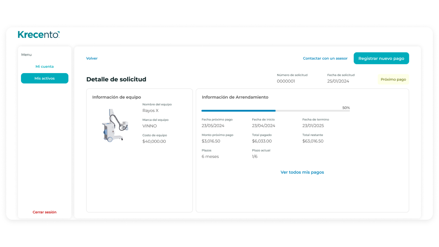 Krecento solicitud — paso 4
