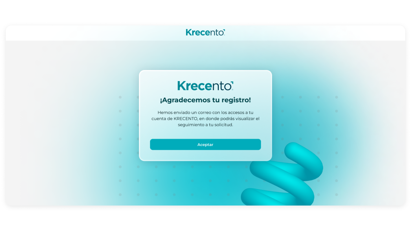 Krecento web — pantalla 1