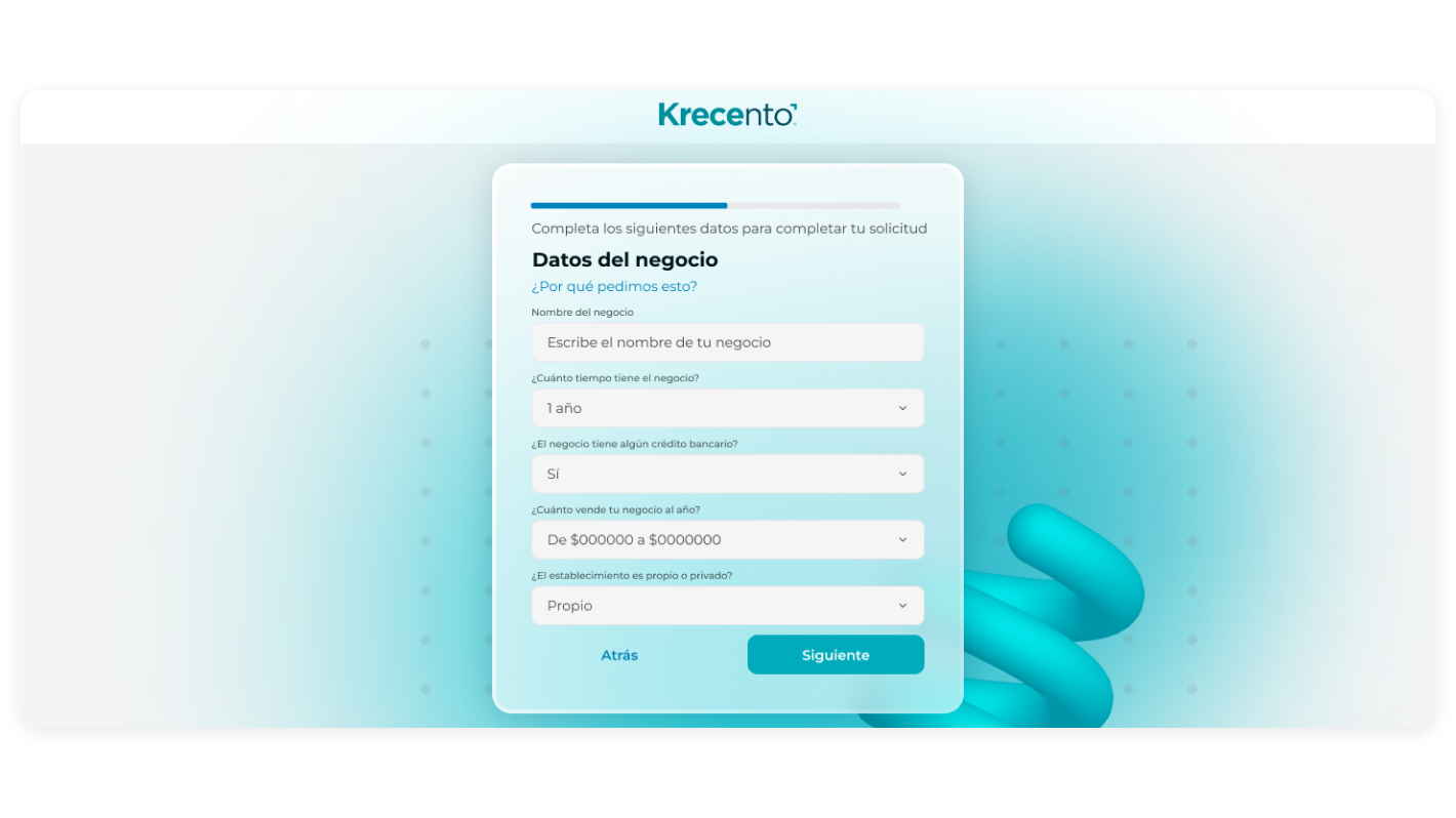 Krecento web — pantalla 2