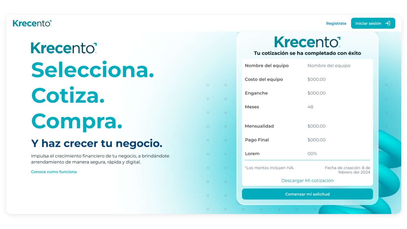 Krecento — plataforma de arrendamiento médico