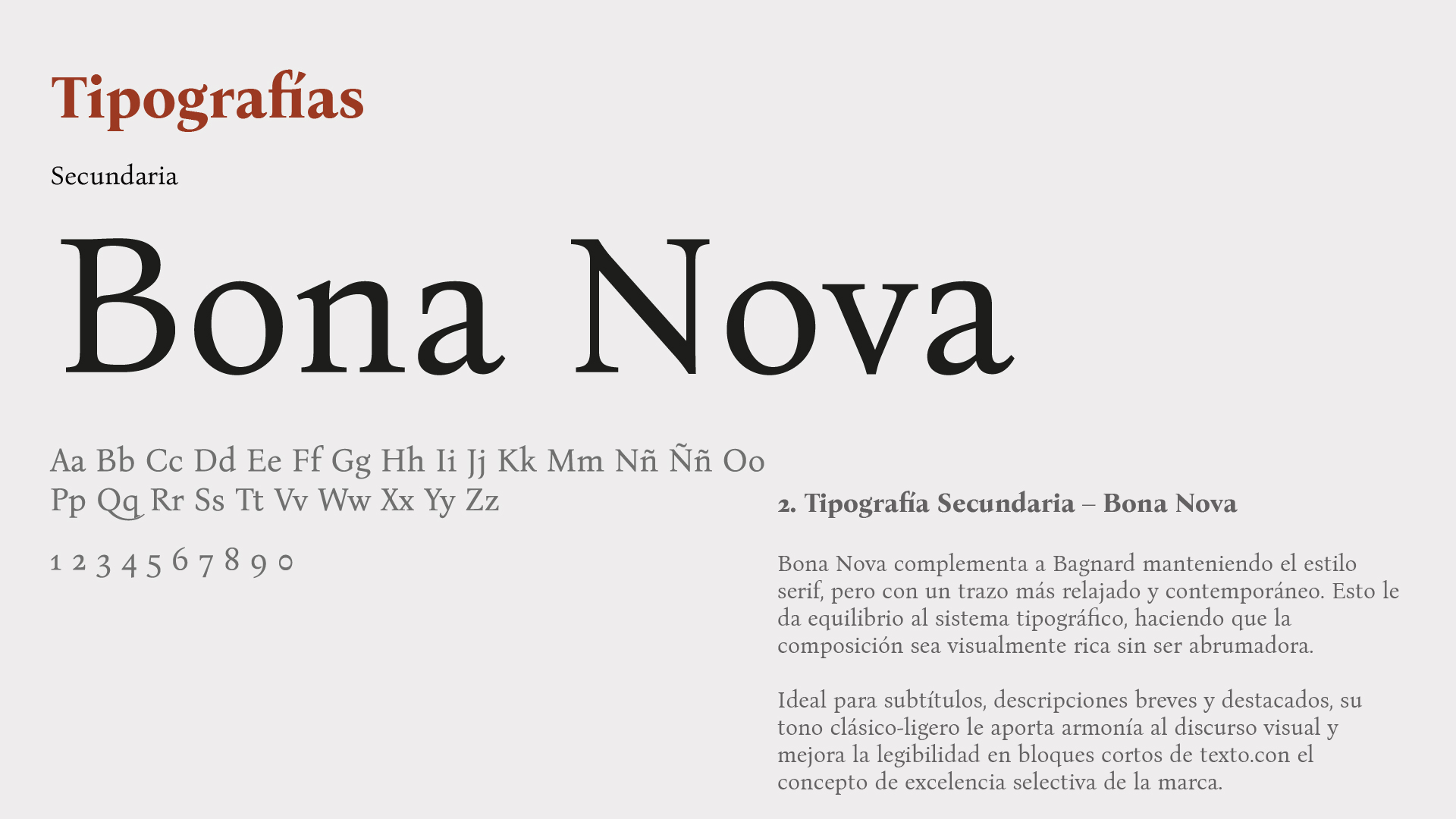 La Última Barrica — tipografía secundaria, Bona Nova