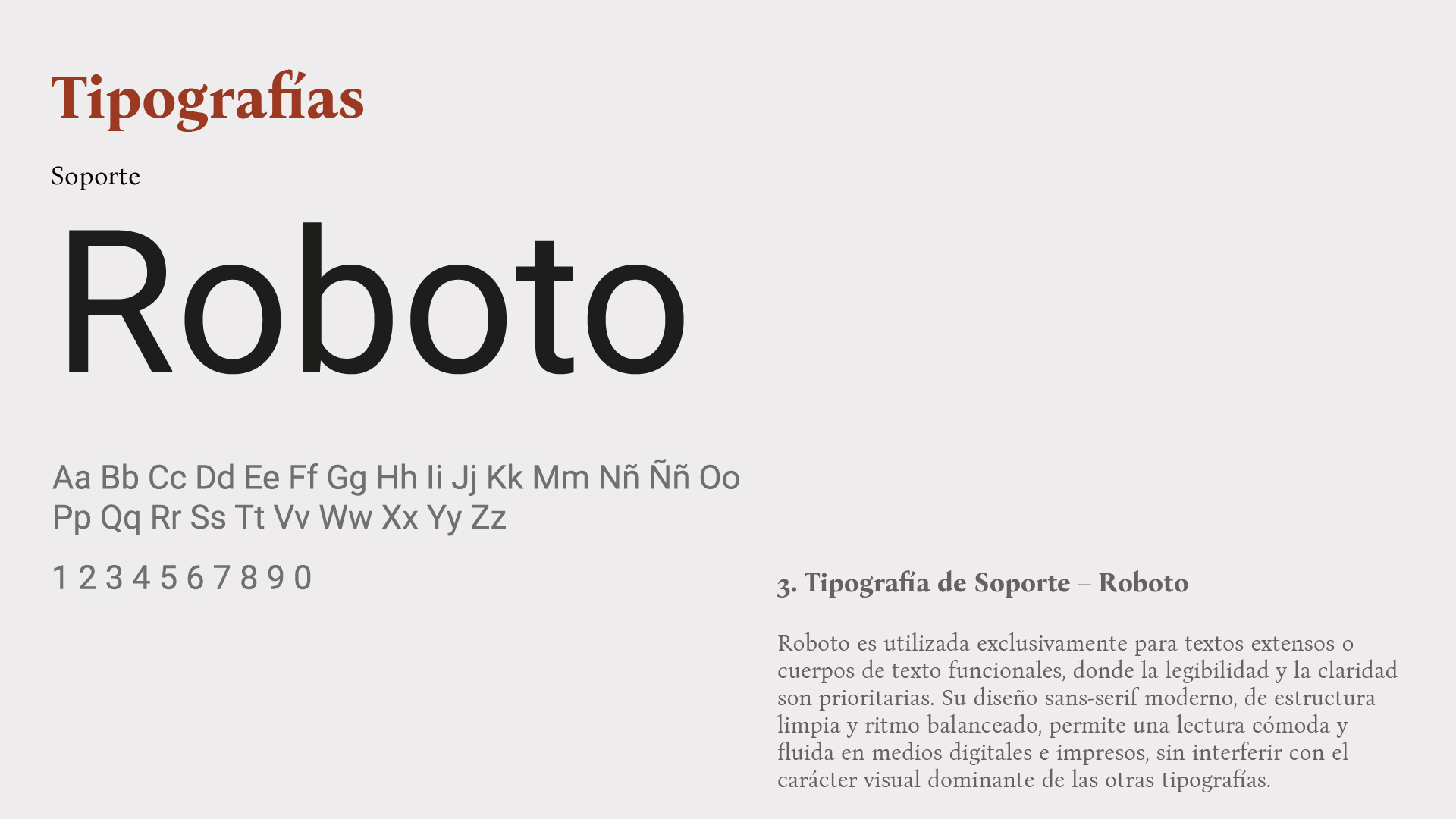 La Última Barrica — tipografía de soporte, Roboto