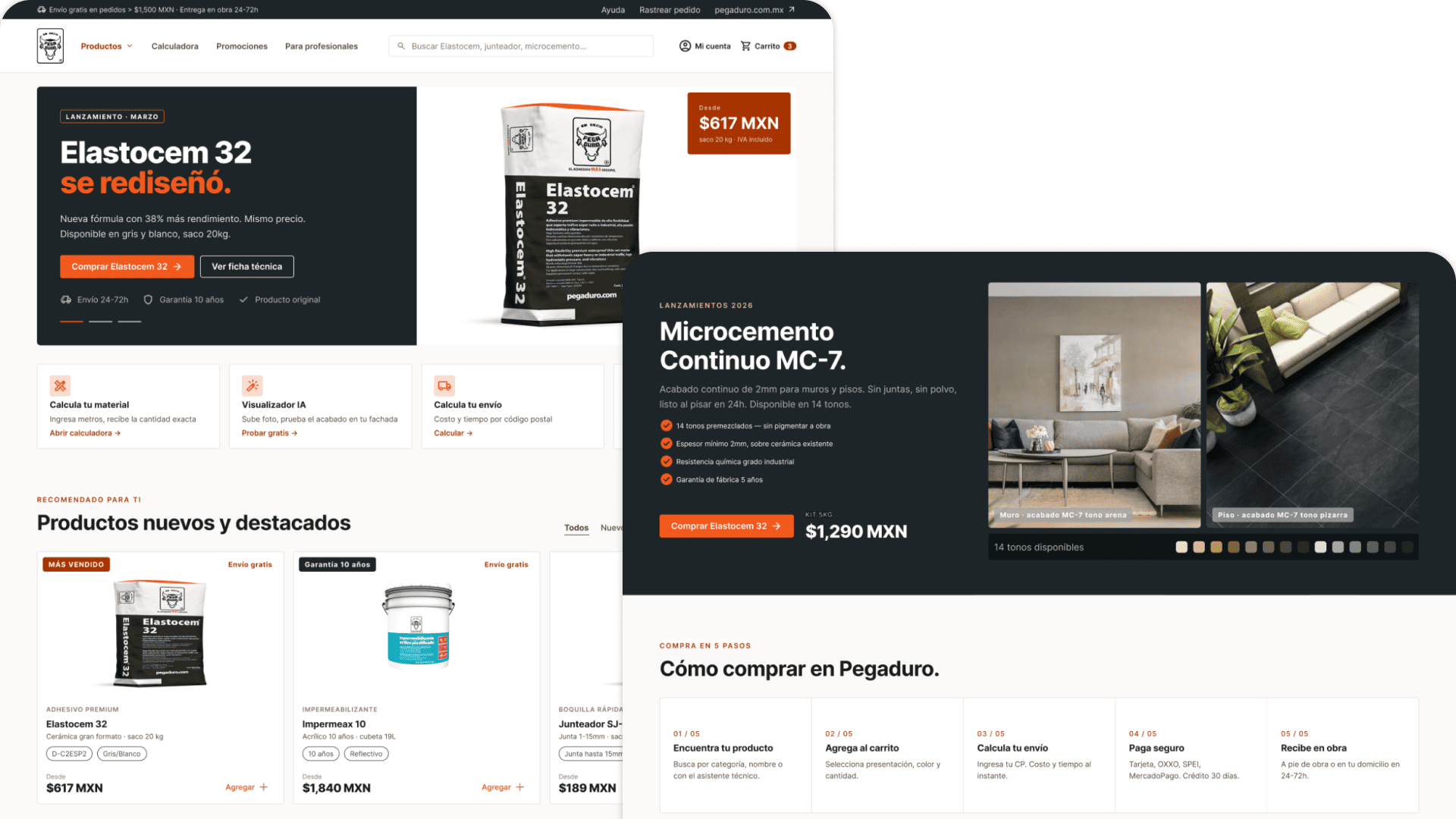 Pegaduro — home de la tienda: relanzamiento de producto y cómo comprar en 5 pasos