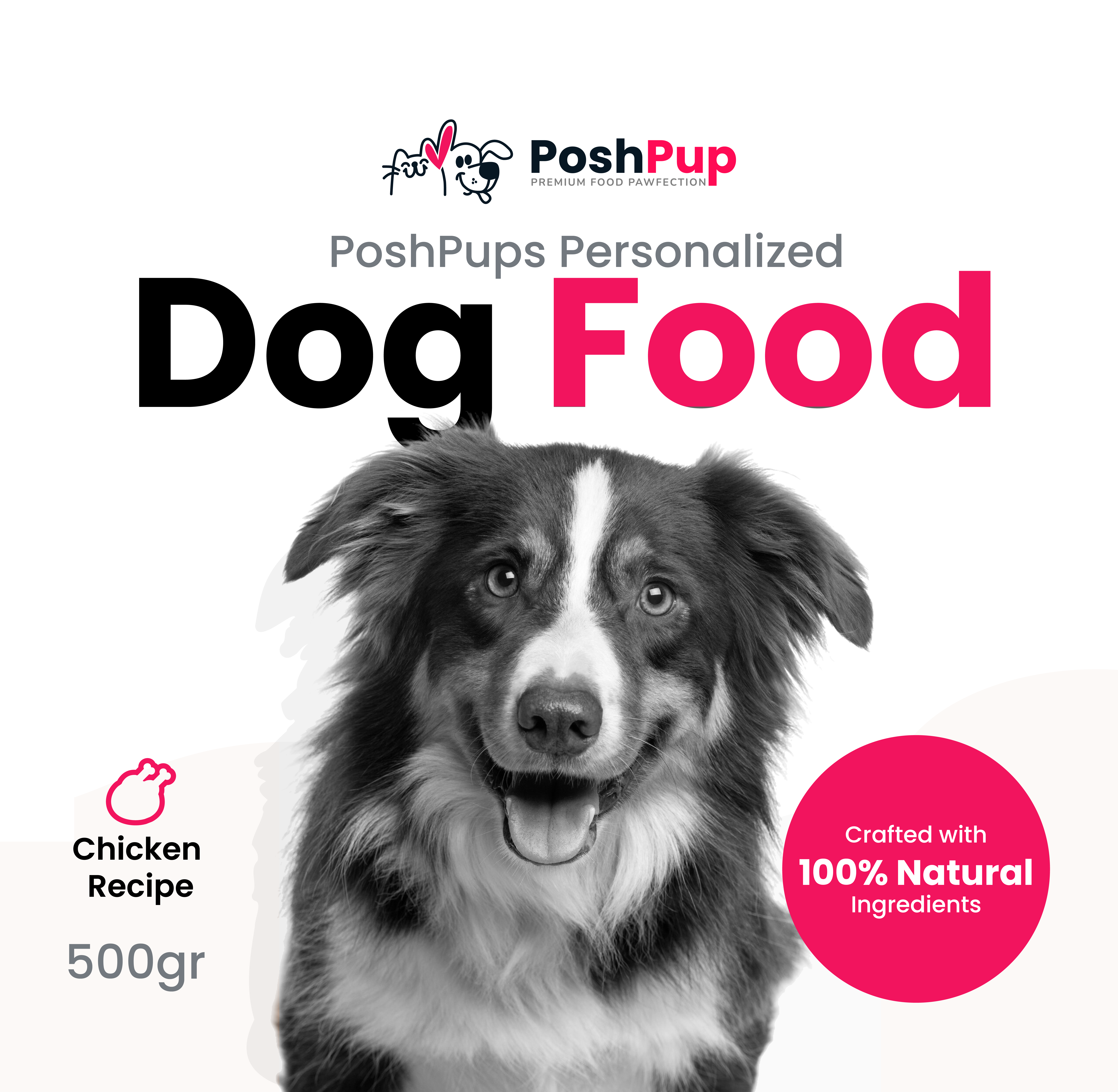 PoshPup — detalle de la etiqueta, receta de pollo
