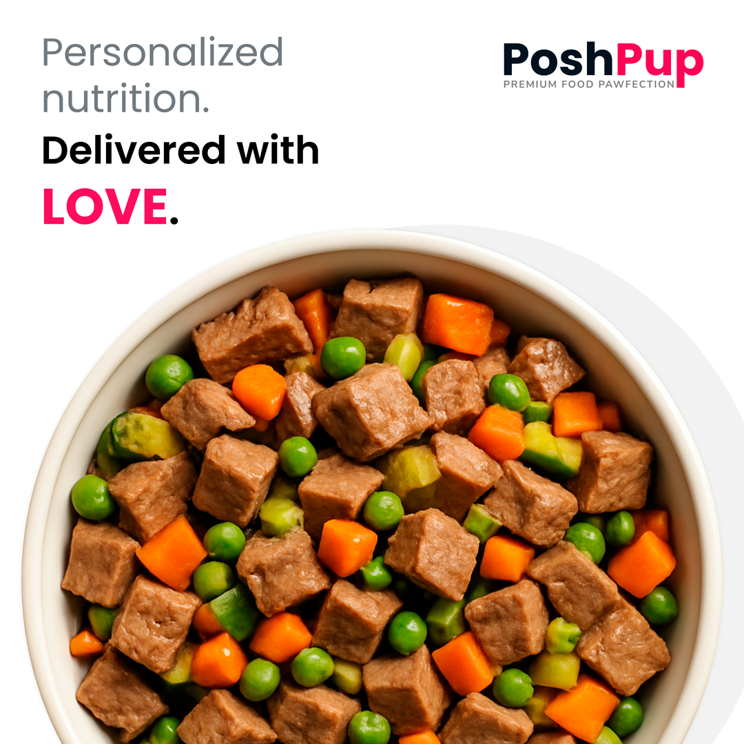 PoshPup — post de redes sociales, 'Personalized nutrition. Delivered with LOVE.'