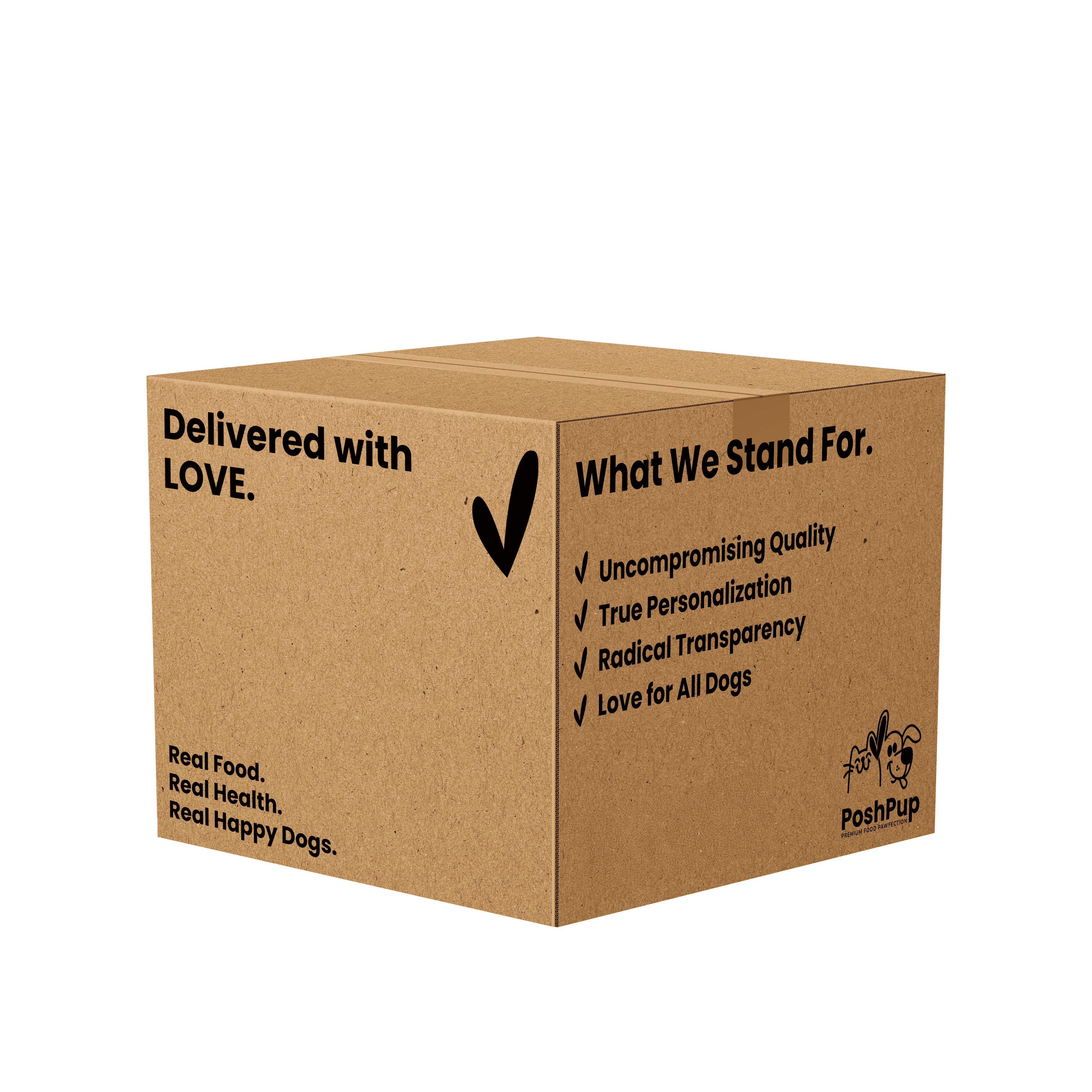 PoshPup — caja de envío cerrada