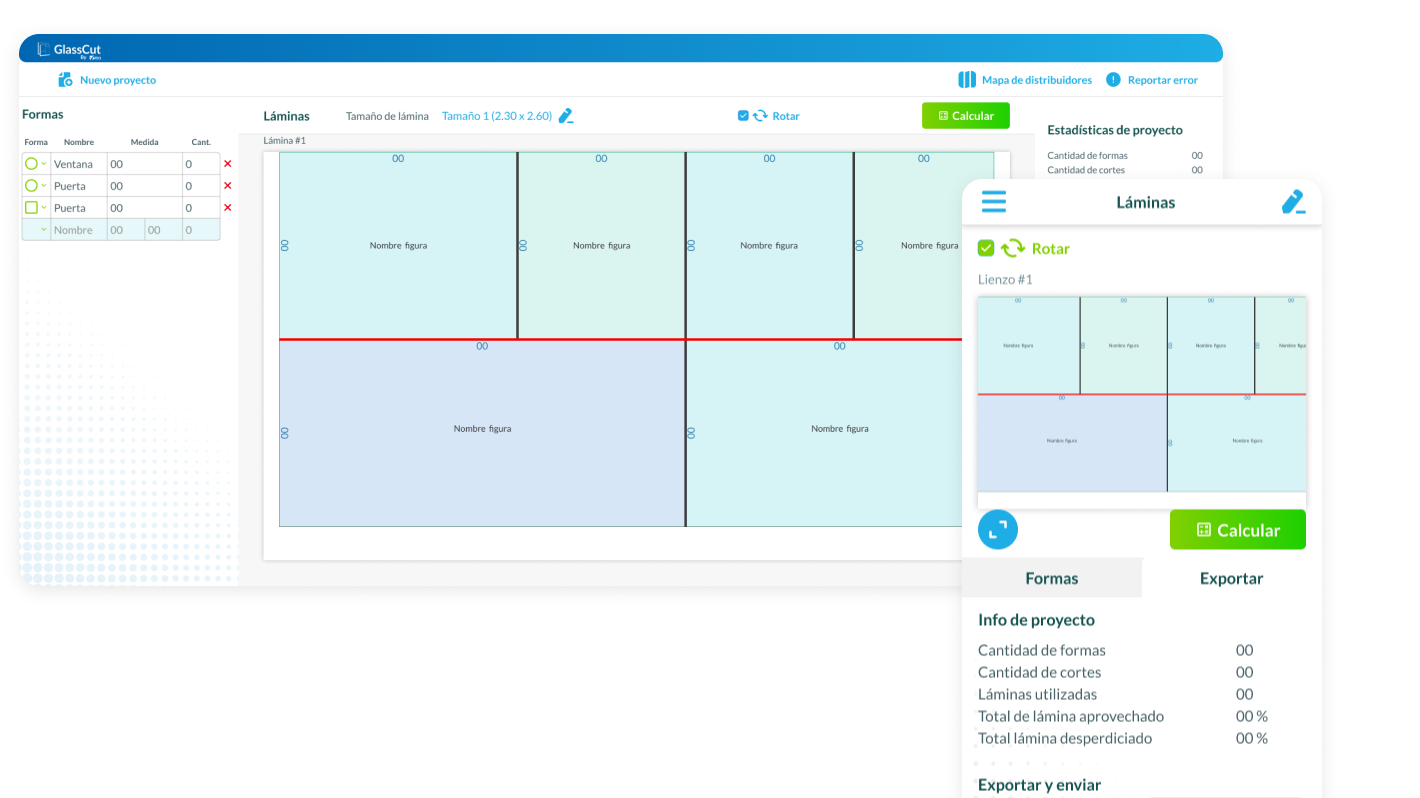 Vitro Glass Cut — optimizador de corte de vidrio